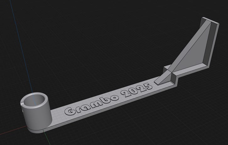 Modèle 3D du support d'antenne RTK concçu sous shapr3D